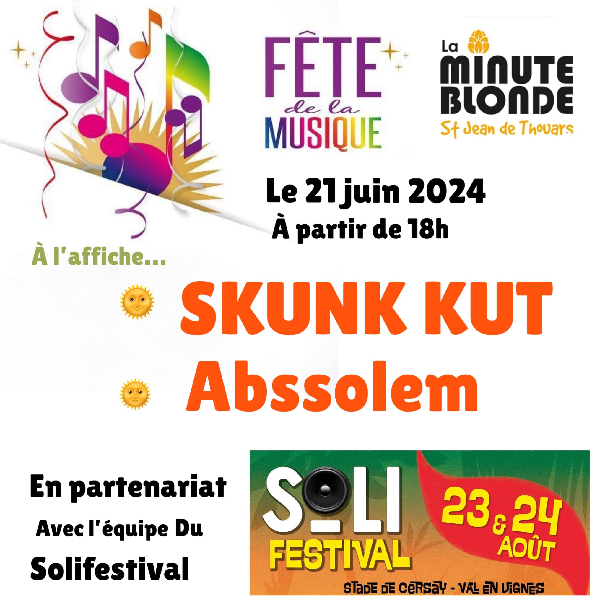 Fête de la Musique 2024 @ La Minute Blonde de St Jean de Thouars